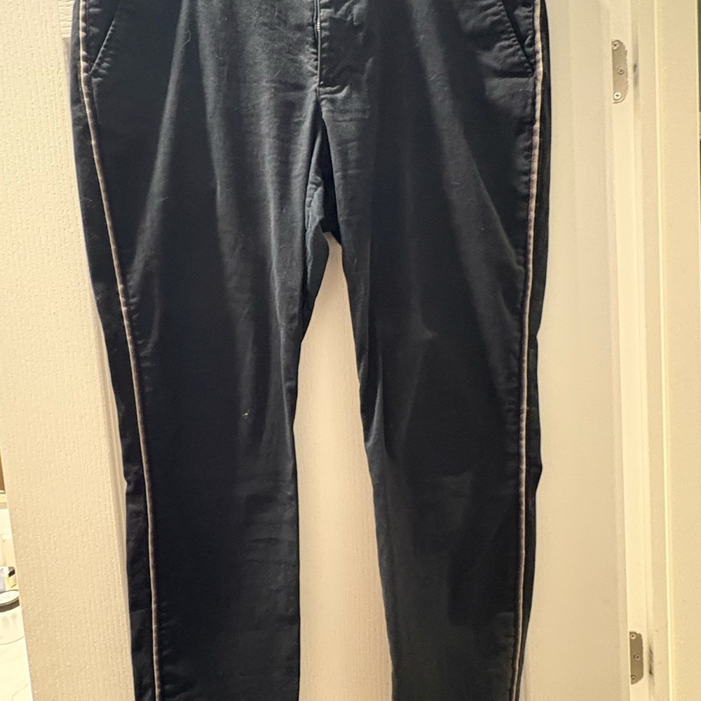 Black Cabi pants with stripe trim: stretch cotton / jeans